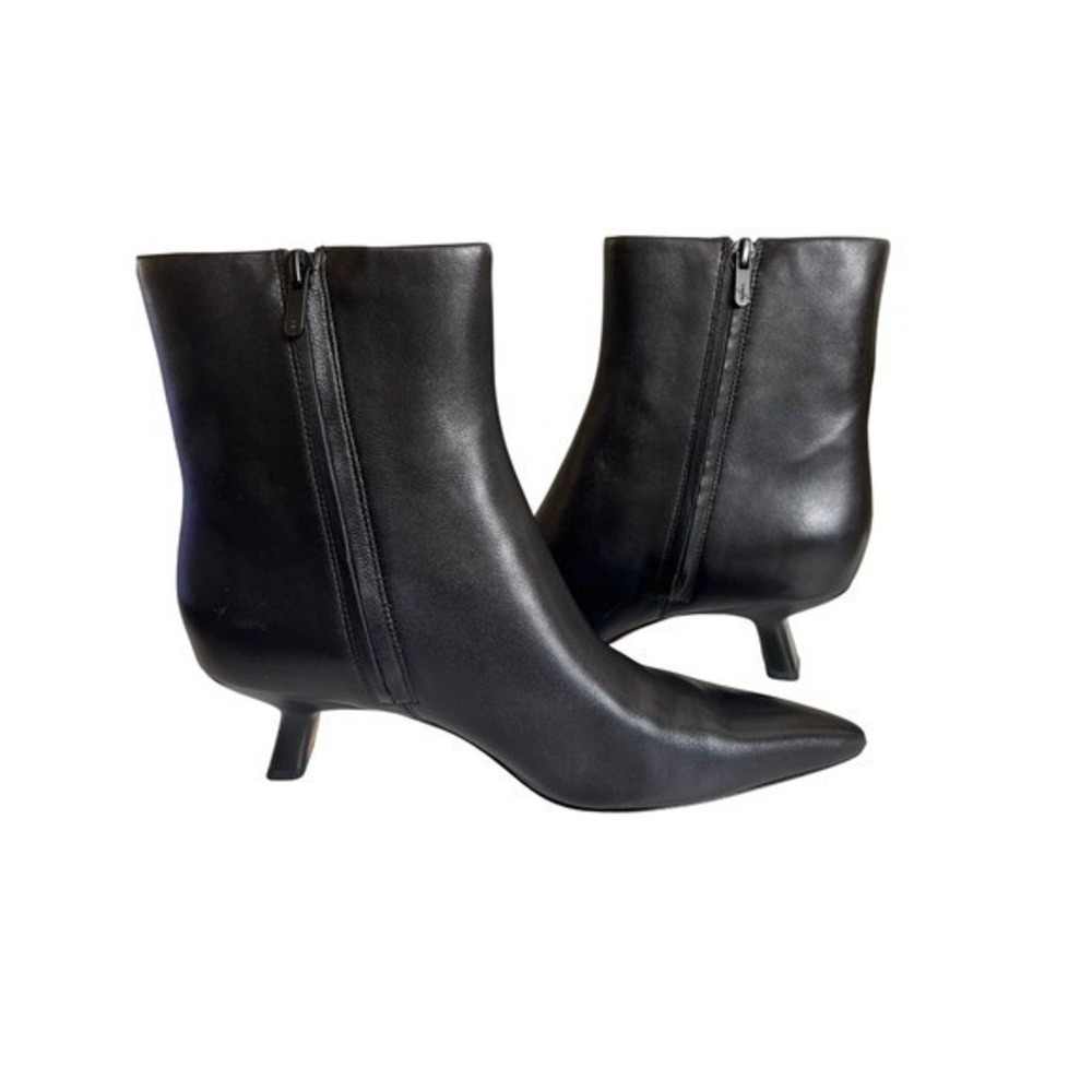 Vince Billy Black Leather Pointed Toe Kitten Heel Boots Women EU 40.5 US 9.5 - Picture 2 of 7